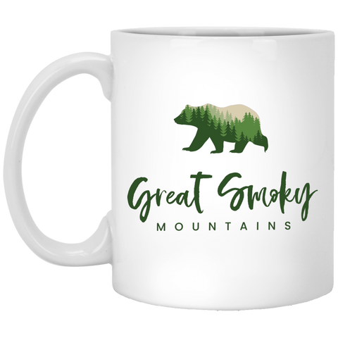 Great Smoky Mountains Green - White Mug