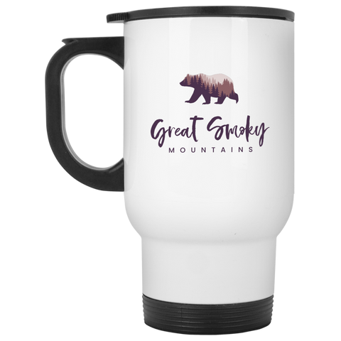 Great Smoky Mountains Purple - 14 oz.White Travel Mug