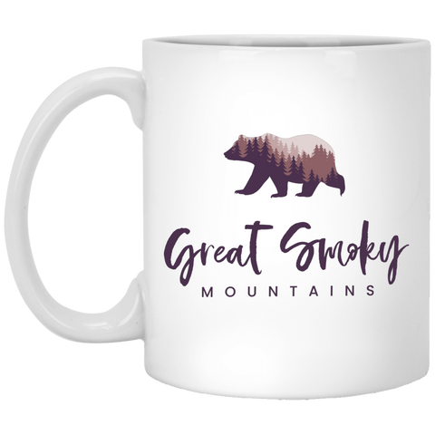 Great Smoky Mountains Purple - White Mug