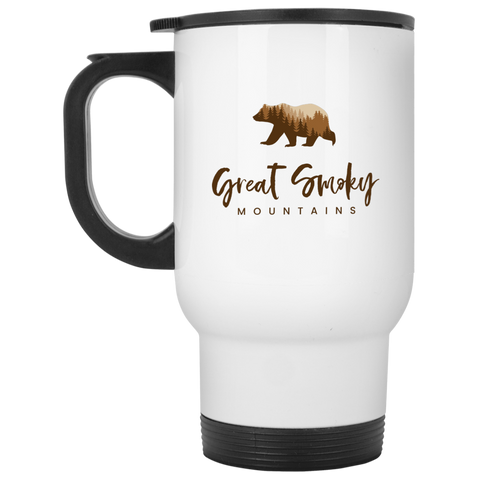 Great Smoky Mountains Brown - 14 oz.White Travel Mug