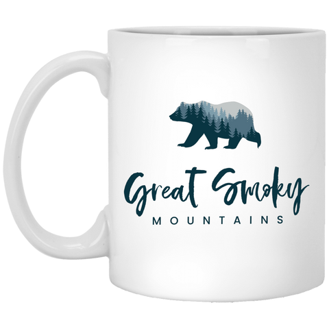 Great Smoky Mountains Blue - White Mug