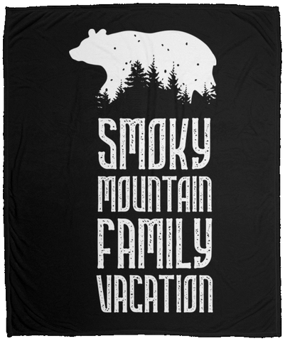Smoky Mountain Family Vacation Bear (White) - Plush Fleece Blanket (50x60)