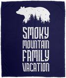 Smoky Mountain Family Vacation Bear (White) - Plush Fleece Blanket (50x60)