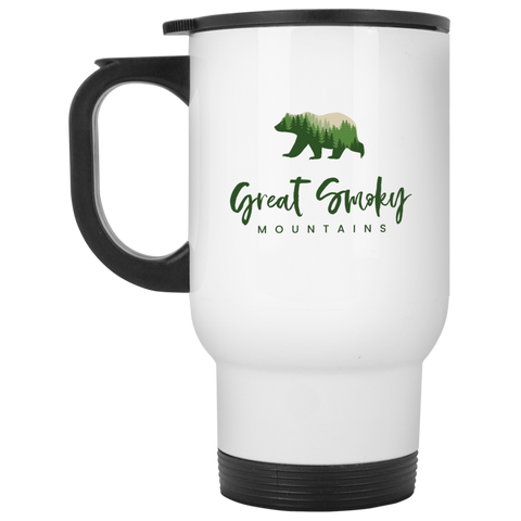 Great Smoky Mountains Green - 14 oz.White Travel Mug