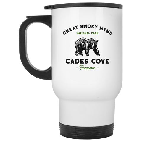 Smoky Mountains Cades Cove Bear - 14 oz.White Travel Mug