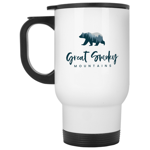 Great Smoky Mountains Blue - 14 oz.White Travel Mug